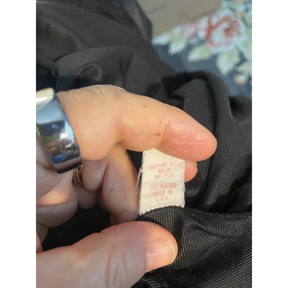 Vintage Full Slip Dress Black Lace Trim Nylon Adjustable Straps Size L USA Made - Picture 5 of 5